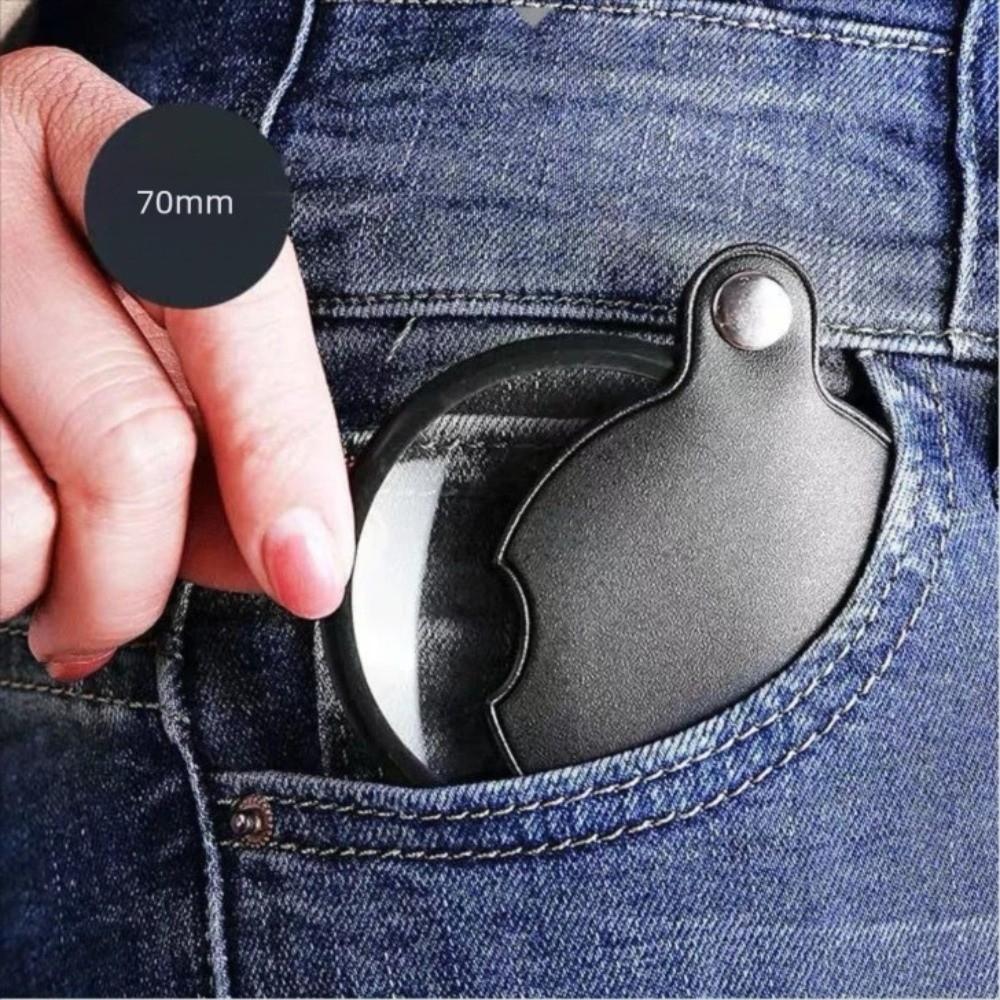 Handheld Small Magnifying Glasses Leather Protective Case Folding Magnifying  Reading