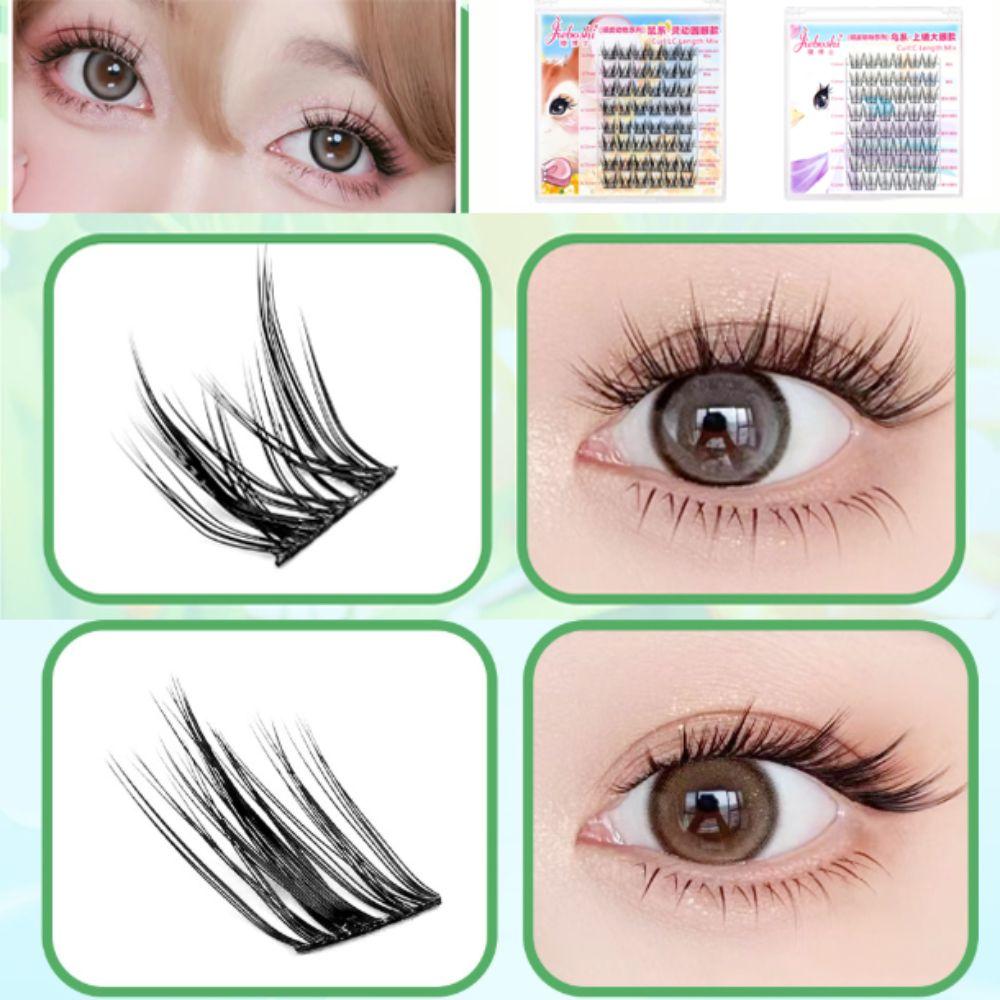 Dense Adhesive False Eyelashes 8 Rows False Eyelash Clusters  Women/Girls