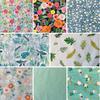 Floral Fabric Patchwork Cutting Nordic Cotton for DIY Green 8-Piece Set, 50x40cm, Fabric, Cloth, Scraps, Crafts,
