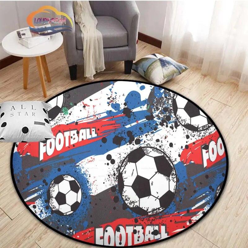 Εικόνες ποδοσφαίρου χαλί κινουμένων σχεδίων ποδοσφαίρου διακόσμηση σαλονιού στρογγυλή καρέκλα κρεβατιού χαλάκι σπίτι πόρτα εισόδου παιδιά