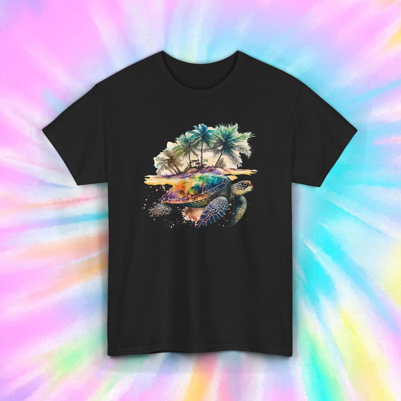 Sea Turtle Beach Graphic Tee S-5XL Ocean Palm Trees Summer Vacation Gift XXL