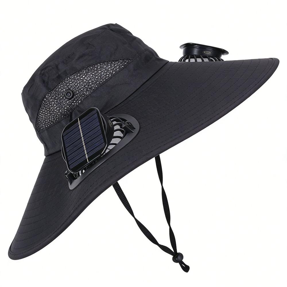 Dual Fan Summer Fan Visor Cap 3 Speeds Fishing Bucket Hat Convenient Solar Fan Hat Outdoor Travel