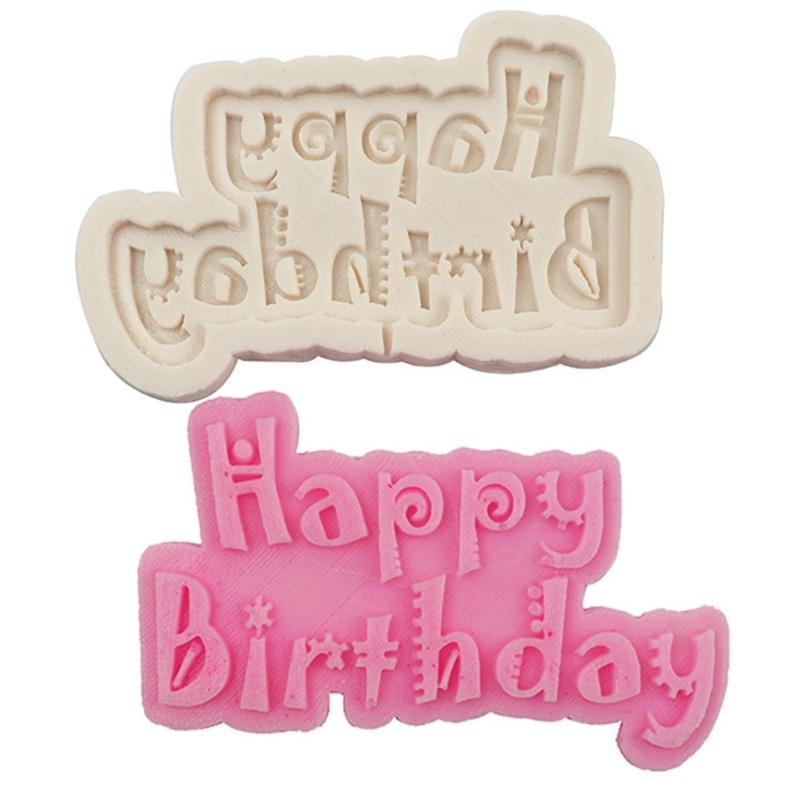 3D Happy Birthday Kitchen Baking Mold Silicone Cake Decorating Tools Fondant Chocolate Mould Biscuits Silicone Mold