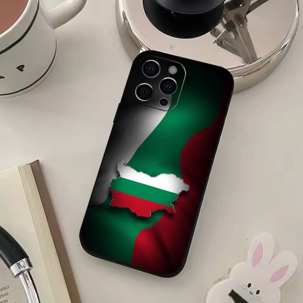 Bulgaria Flag Phone Case For iPhone 17,16,15,14,13,12,11 Plus,Pro Max,XS,Soft Black Cover