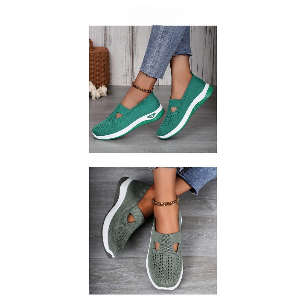 Women's Casual Shoes with One Foot, Plus Size Women's Shoes, Single Shoes, Fly Woven Breathable Cloth Shoes