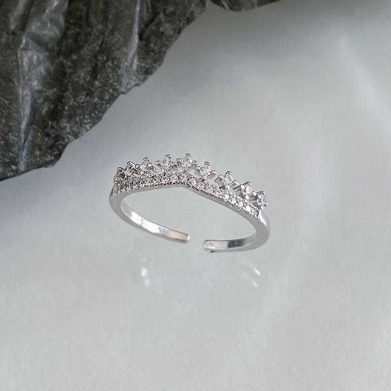 European-American Zircon Open Ring: Elegant, High-End Fashion Jewelry for Women