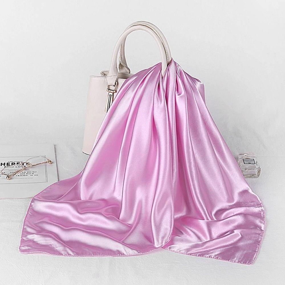 Soft Satin Silk Scarf 90cm Head Scarf Fashion Square Neck Scarves Travel