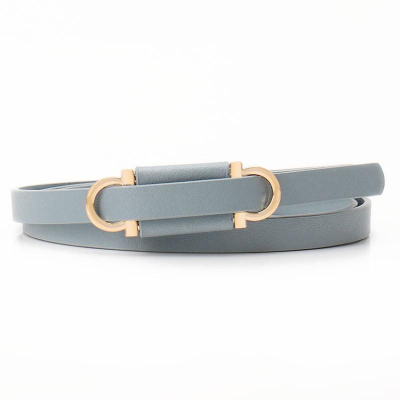 Womens Minimalist Fake Leather Belt With Gold Alloy Buckle For Casual Dress And Sweater Outfits