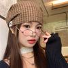 Double-sided Suede Polished Headscarf Hat Women's Autumn and Winter Literary and Retro Plaid Headgear Stacking Hat Cold Hat