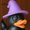 Decorative Duck Sculptures Halloween Witch Black Figurine, 3D Printed Hat Desk Handcrafted Plastic Ornaments Decor, Spooky Tabletop Ornament