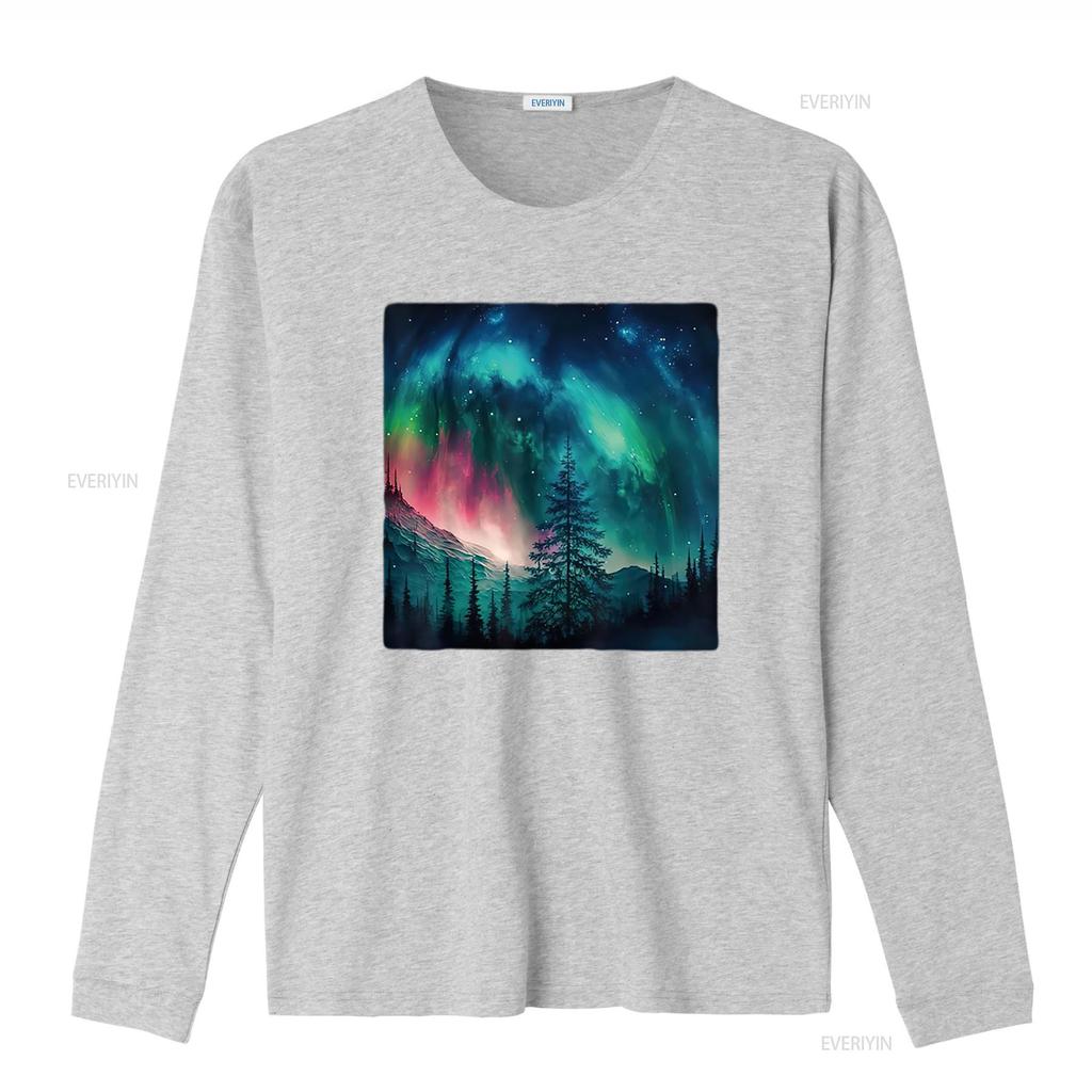 Womens Alaska Northern Lights in the Forest T Shirt vintage Washed Slightly fashion Top For Everyday Wear Versatile homme