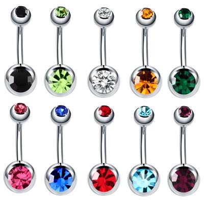 10 Stück Edelstahl Bauchnabelpiercings Nabelohrringe mit Edelsteinen Goth Bauchnabelringe Piercing Ombligo Punk Körperschmuck Frauen Männer