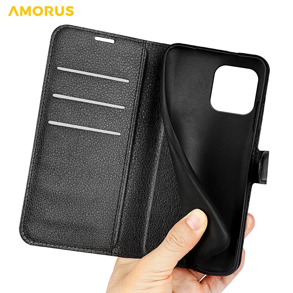 For iPhone 15 Plus Wallet Case Litchi Texture Shockproof Leather Flip Stand Phone Cover