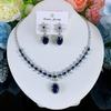 European and American-style, Lightweight Luxury Fashion Cubic Zirconia Teardrop Necklace and Earring Set, Featuring a Plum Blossom Design, a Delicate