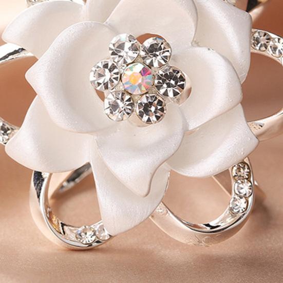 Women Brooch High-Gloss Rhinestone Inlay Sparkling Enamel Rose Flower Design Lapel Pin Non-Slip Buckle Scarf Badge Clothing Bags