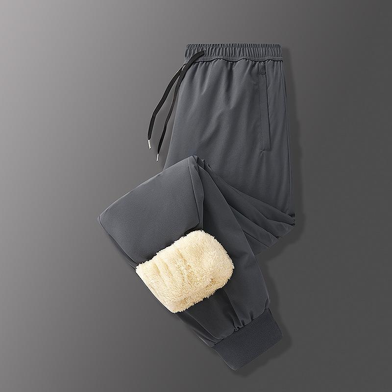 Large Size Cotton Pants for Men In Winter Warm Graphene Middle-aged and Elderly Parents Plus Velvet Thickened Lamb Velvet Long