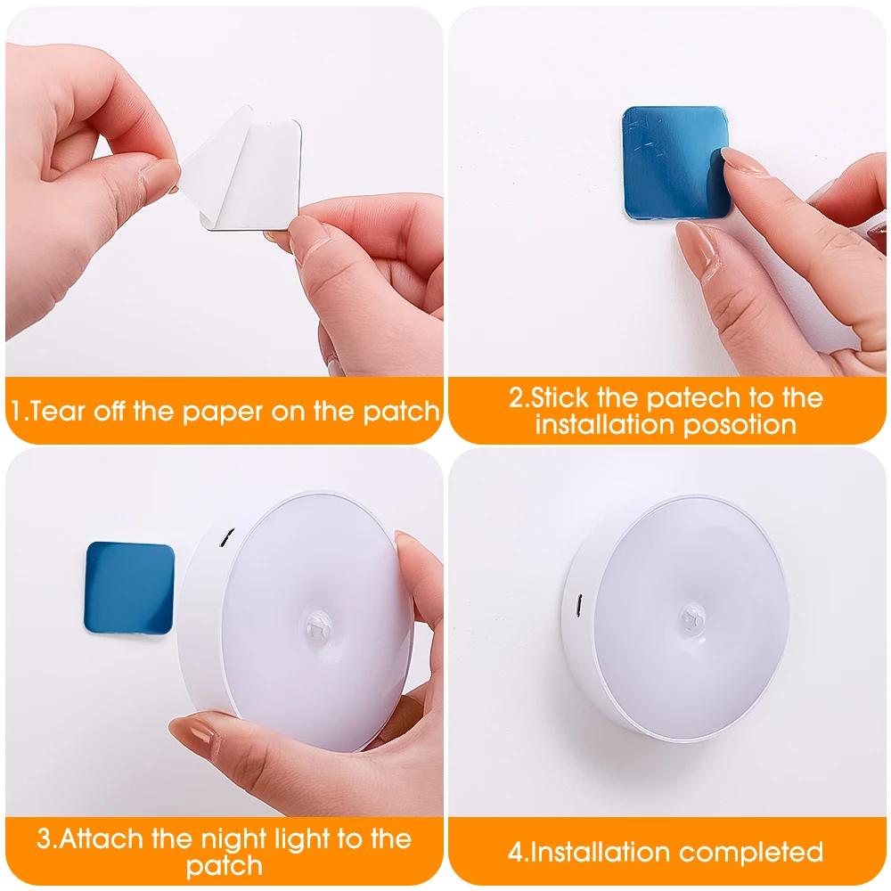 8 LED Motion Sensor Night Light USB Rechargeable Wireless Magnetic Led Wall Lamp Kitchen Staircase Closet Lights Bedroom Decor