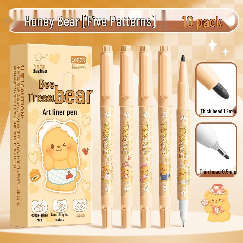 

Двусторонний быстросохнущий черный масляный маркер-файнлайнер для рисования Kaba Bear Kids