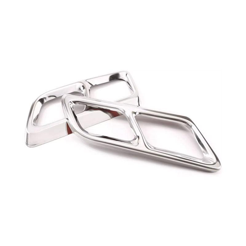 2pcs Car Accessories Silver / Glossy Black Stainless Steel Car Tail Muffler Exhaust Pipe Cover For Cadillac XT6 -