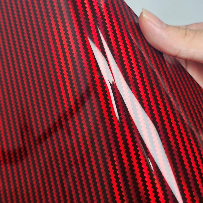 Vinilo Película Wrapping Fibra de Carbono 5D Rojo Brillante Arcoíris Pegatina Calcomanía para Modificación de Coche Accesorios de Motocicleta Wrap