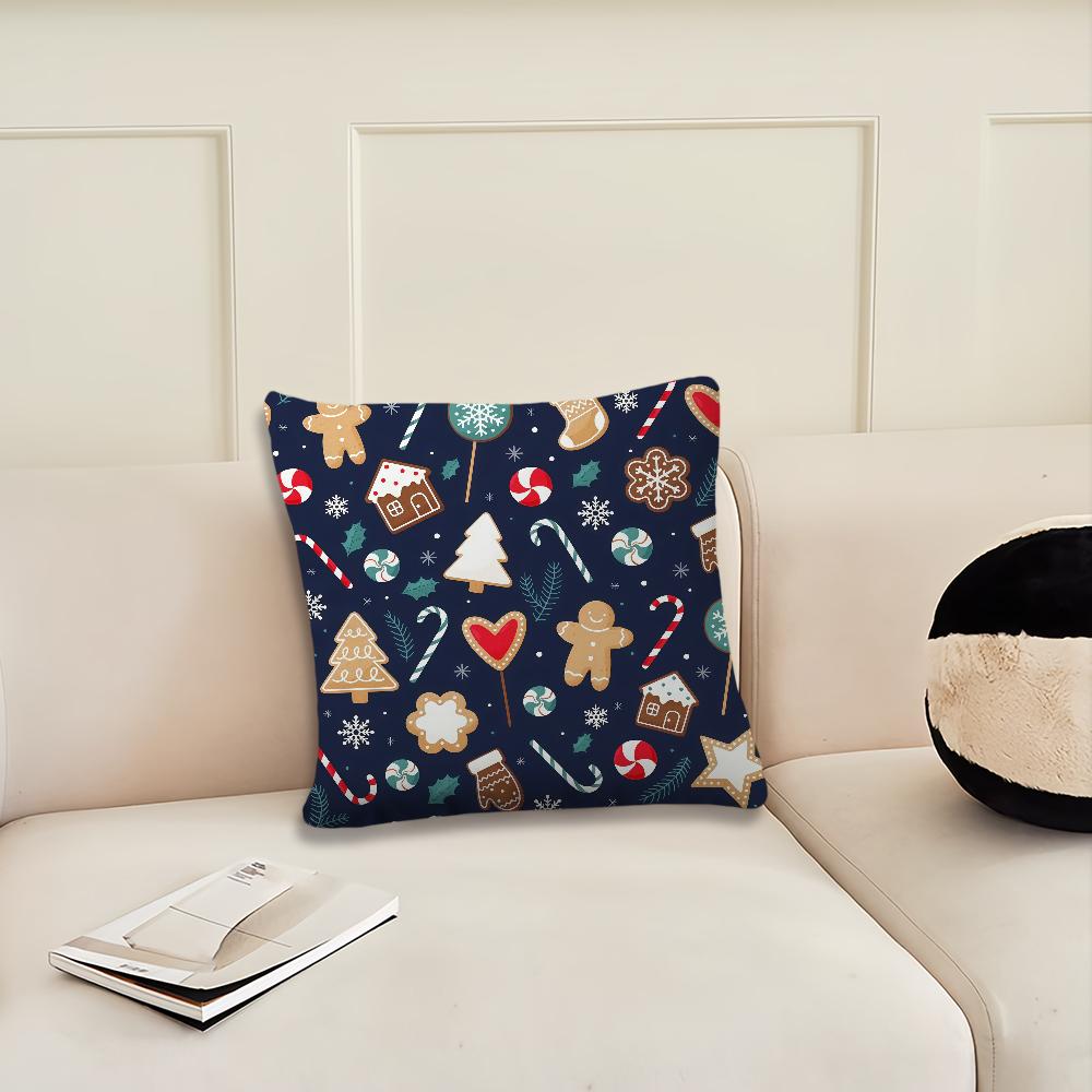 Christmas Cartoon Gingerbread Man Cushion Cover Pillow Cover Decoration Room Home Sofa Living Office Car Nordic Simplicity
