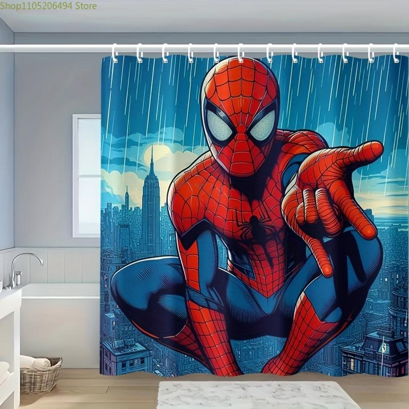 

MARVEL Spider-Man Shower Curtain - Vibrant Red & Blue Cityscape Design, Machine Washable Polyester, Perfect Housewarming or Bi 90x180cm