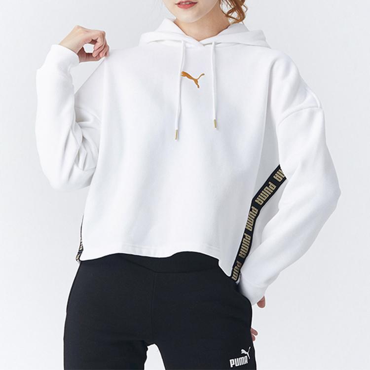 Puma Comfortable Athletic Casual Hoodie Women Tops White 587148-02