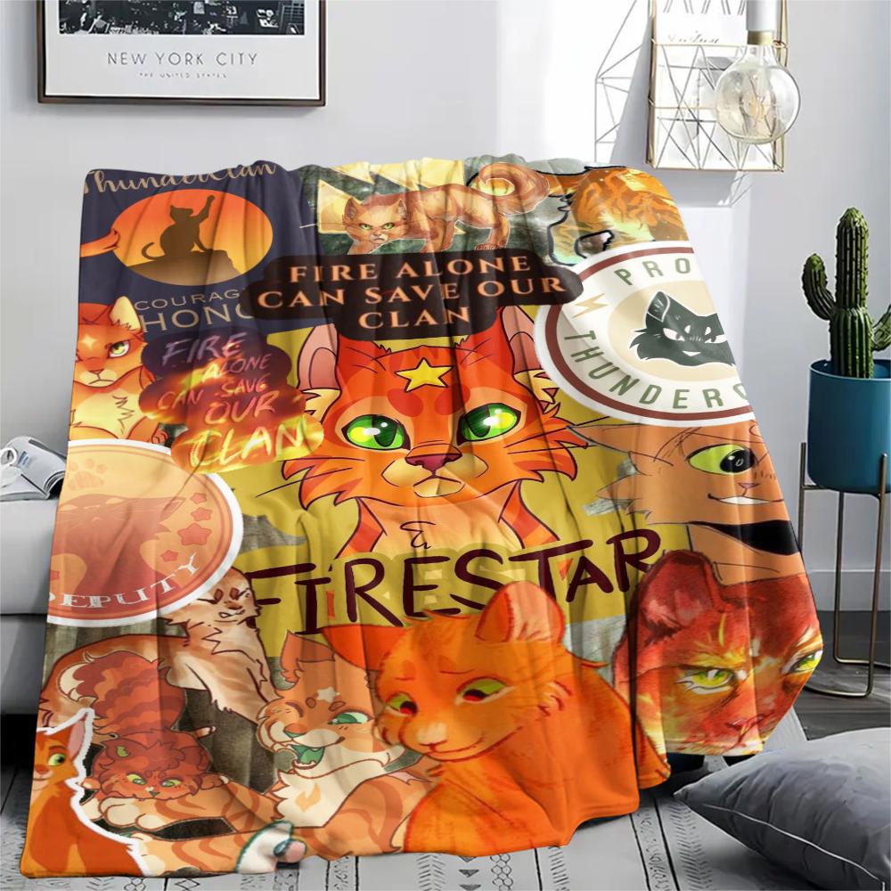 1 Peça Manta de Flanela com Estampa de Guerreiro Gato, Alta qualidade Confortável para Todas as Estações, Decoração de Casa, Calor e Conforto, Perfeita para Presentes de Natal