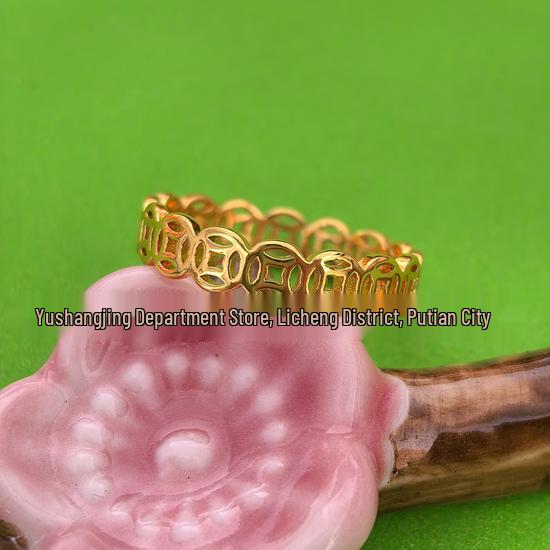 Unisex Retro Goldmünz-Paarringe: Ethnische Mode, Heiß verkaufendes Design mit geschlossenem Mund