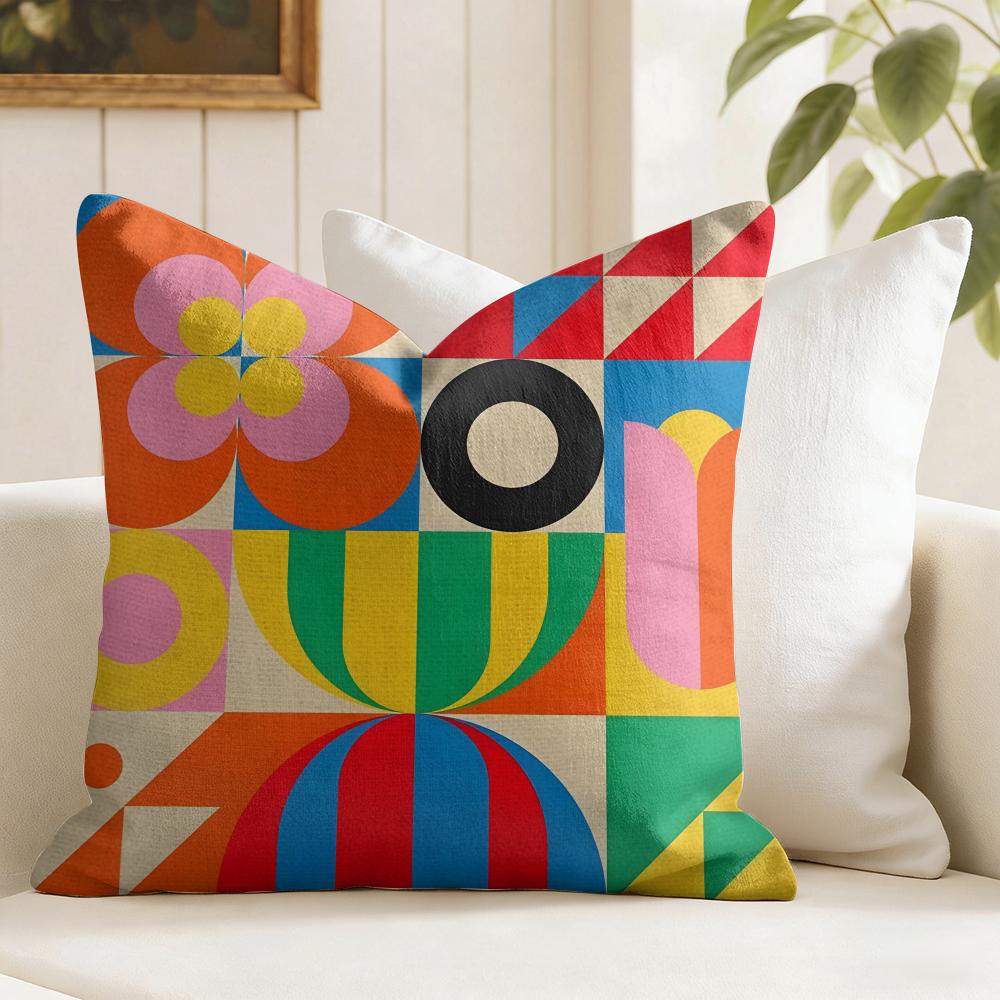 Geometric Patterns Cushion Cover Summer Linen Pillow Case Organic Fabric Cushion Cover DoubleSided Print Sofa Home Decor