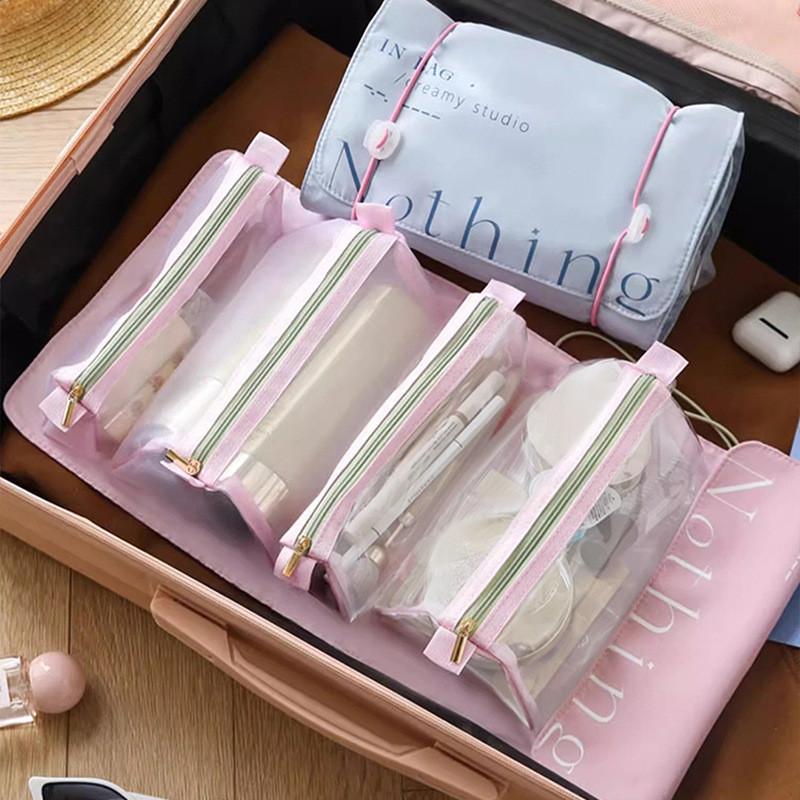 Travel Makeup Organizer With Foldable Design And Detachable Compartments For Portable Use