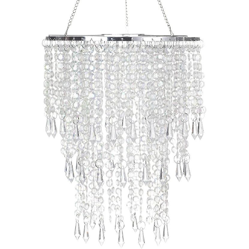 Sparkling Iridescent Beaded Chandeliers 8.6 inches Diameter for Wedding Centerpiece Living Room Bedroom Event Party
