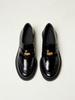 Hong Kong Small Gold Coin Platform Spring and Autumn Loafers Women's 2025 Spring and Autumn British Style Small Leather Shoes Black One-pedal 