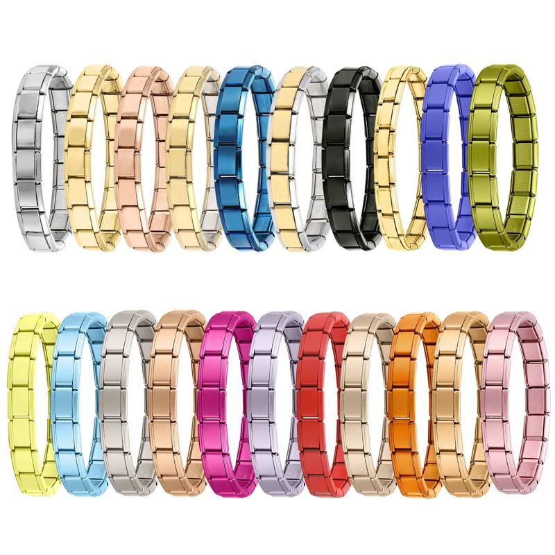 Braccialetti Charm Italiani Fai da Te Catena di Base Bracciale in Acciaio Inossidabile Moduli Assemblati Versatili Regalo Ideale 9mm Universale Dropshipping