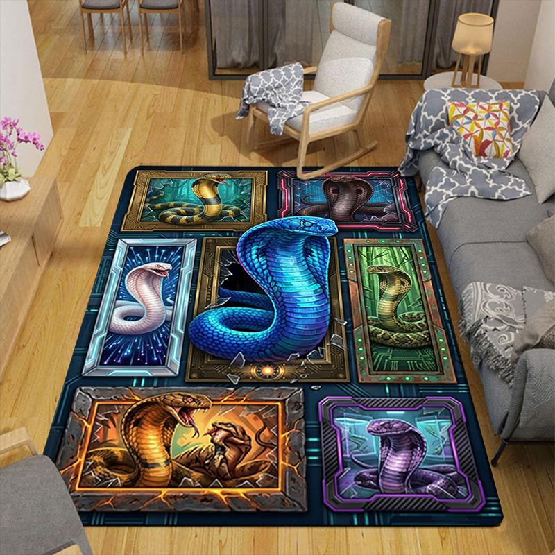 Snake Artworks Pattern Rug Floor Mat for Living Room or Bedroom Soft and Comfortable Carpet a Gift for Birthday and Holiday.