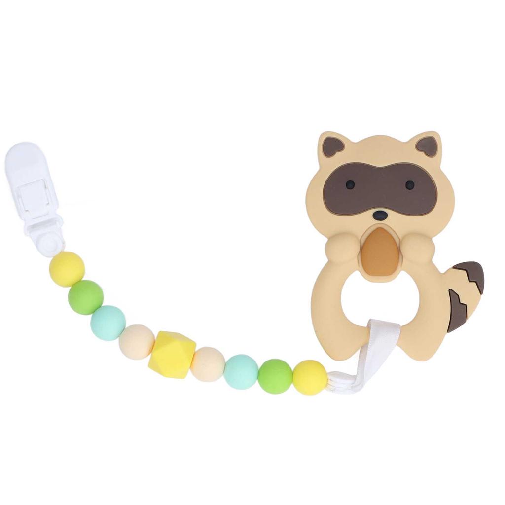Baby Cartoon Teething Toy Food Grade Silicone Infant Chew Toy Shape and Chain Design