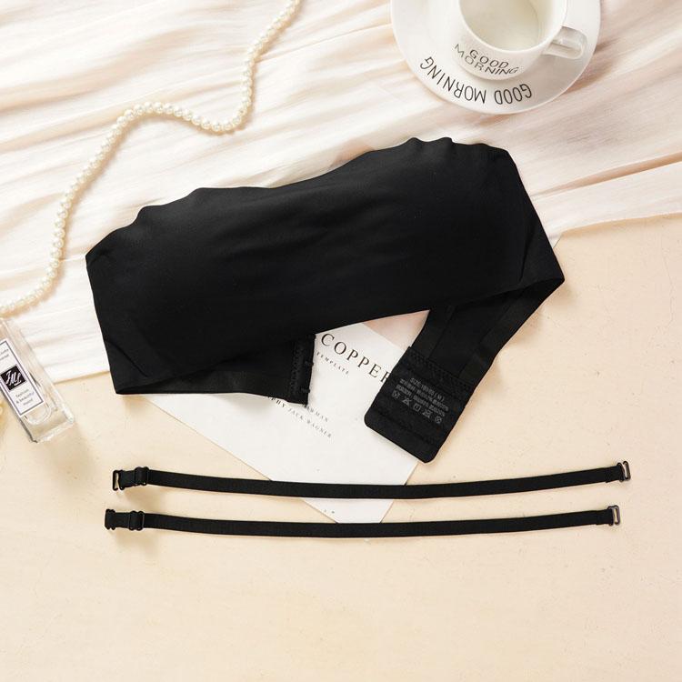 Detachable-Strap Seamless Strapless Wireless Convertible Bandeau Bra Non-Slip Sports Bra Push-Up Comfortable & Breathable Bra for Women