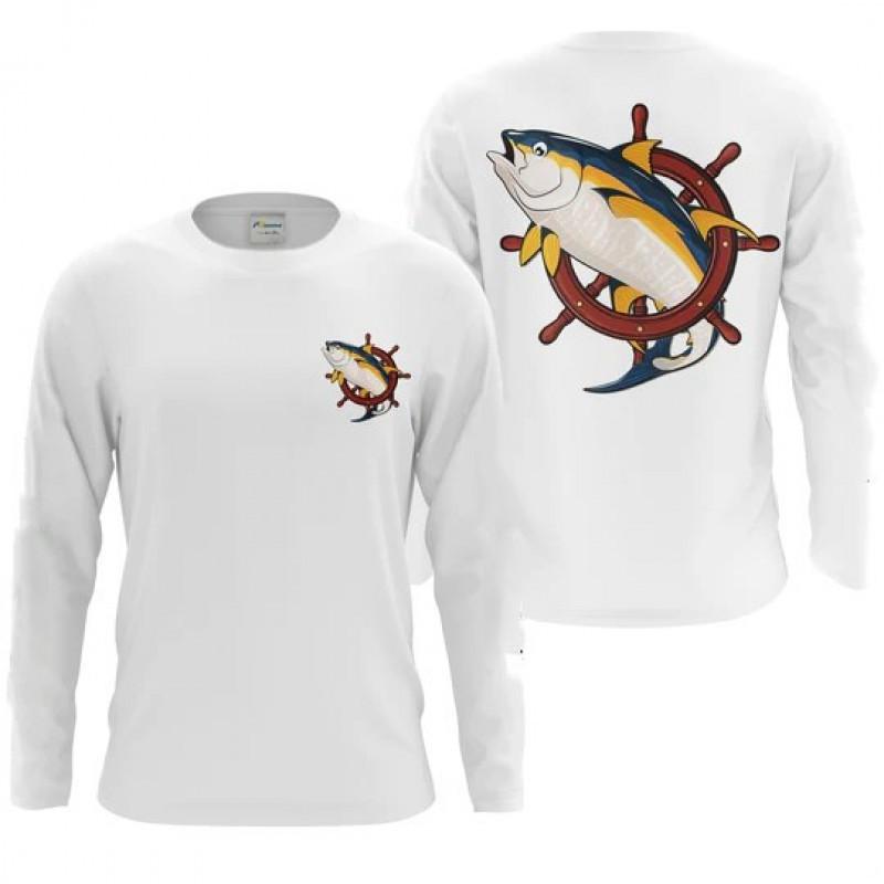 Round Neck Fishing Sun-protection Clothes Breathable Speed Dry Ice Feeling Sea Men s Long-sleeved Shirt XL