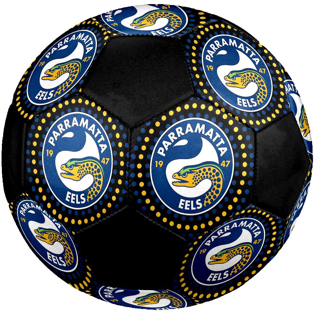 SIZE 5 Parramatta Eels Soccer Ball Colorful All Ages Machine Stitched PVC Competition Ready Durable High-Bounce