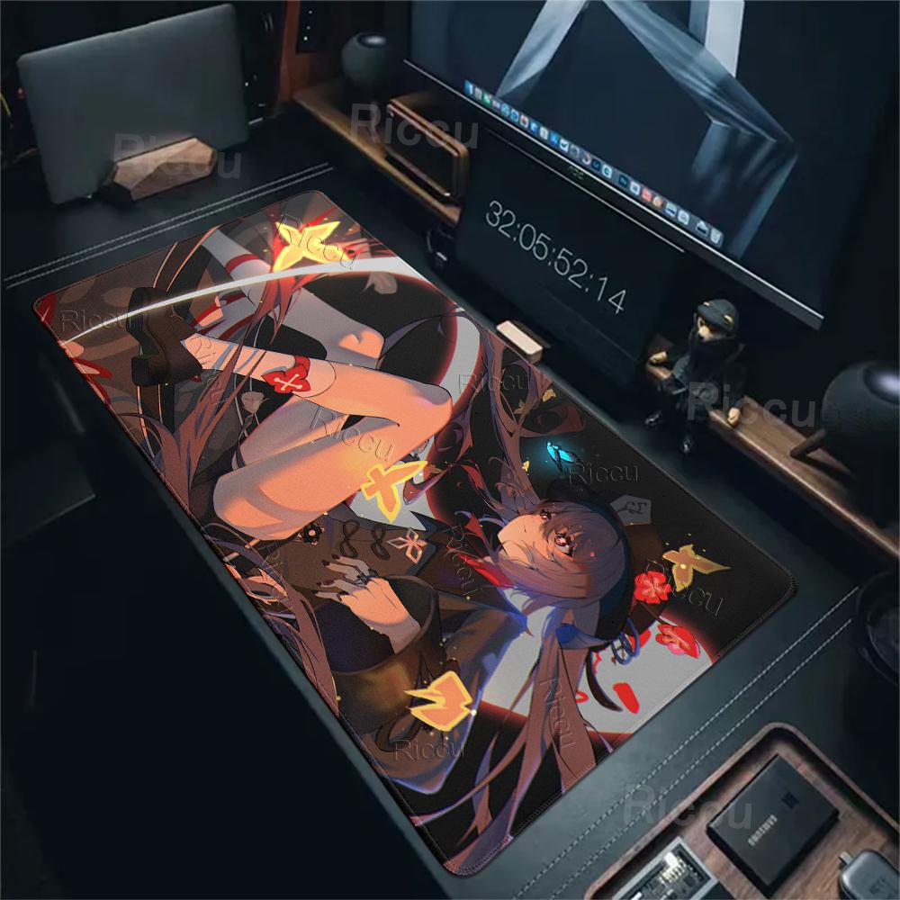 Extended Anime Kawaii Hu Tao Mousepad Non-slip Rubber Gaming Genshin Impact Mouse Pad Keyboard Professional Rugs Computer Carpet
