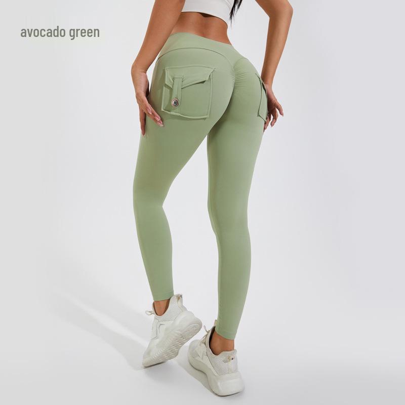 2024 Women's Peach Hip Yoga Pants with Pockets – Fitness Workwear Tights for Hip-lifting