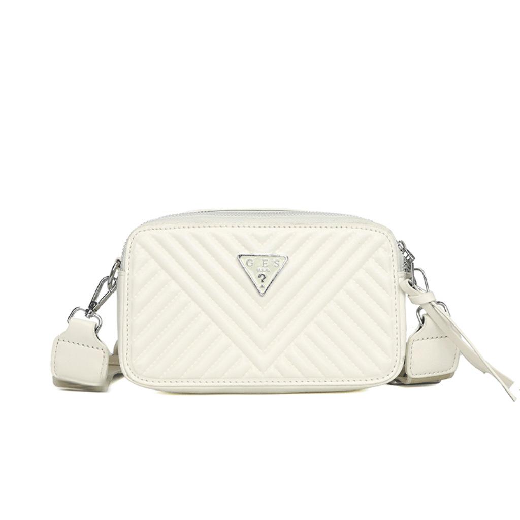 Trendy Solid Color Camera Bag with Diamond Lattice, Wide Strap & Letter Design - Women's Crossbody & Single Shoulder