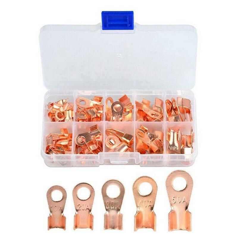 Kit Copper Terminals Storage Box Ring Lug Crimp Cable Wire Replacement