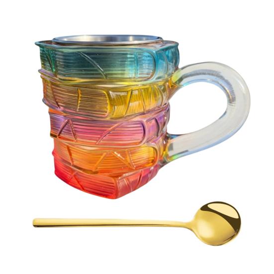 Book Mug 3D Hand-Painted Resin Coffee Mug with Stainless Steel Interior Microwave Dishwasher Safe Literary Cup Unique Gift for Book