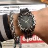 Men's Vintage Flame Design Alloy Watch Punk Quartz Wristwatch with Date for Men Unique Dragon Style Casual Waterproof Clock
