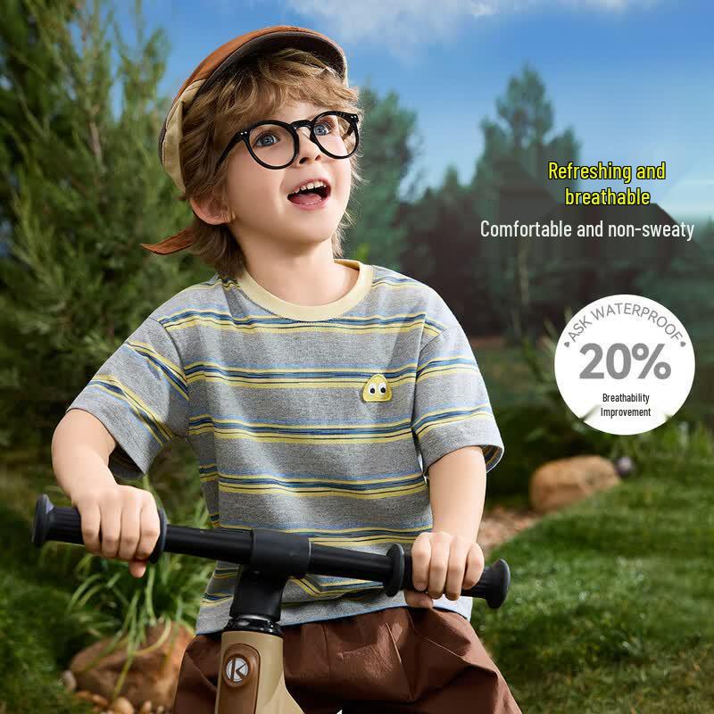 ASK JUNIOR Boys  Striped Short Sleeve Polo Tee 90
