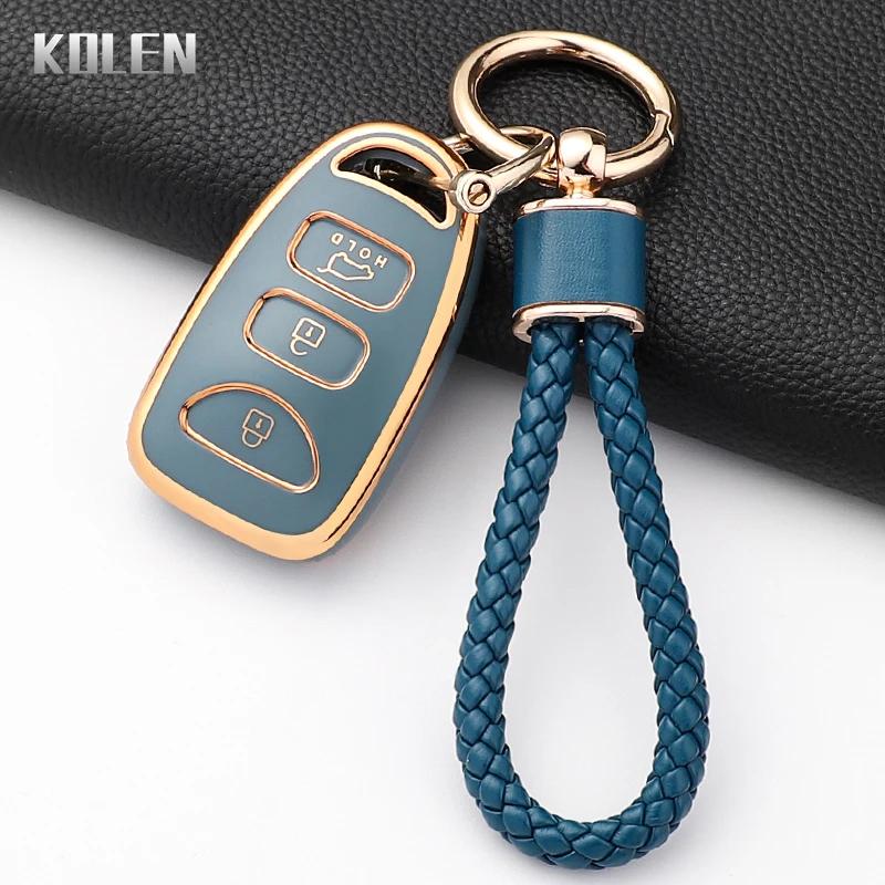Fashion Tpu Car Key Case Cover For Hyundai Kia Tuscon Elantra Rio Sportage Rondo Accent Protected Shell Keychain Fob Accessories
