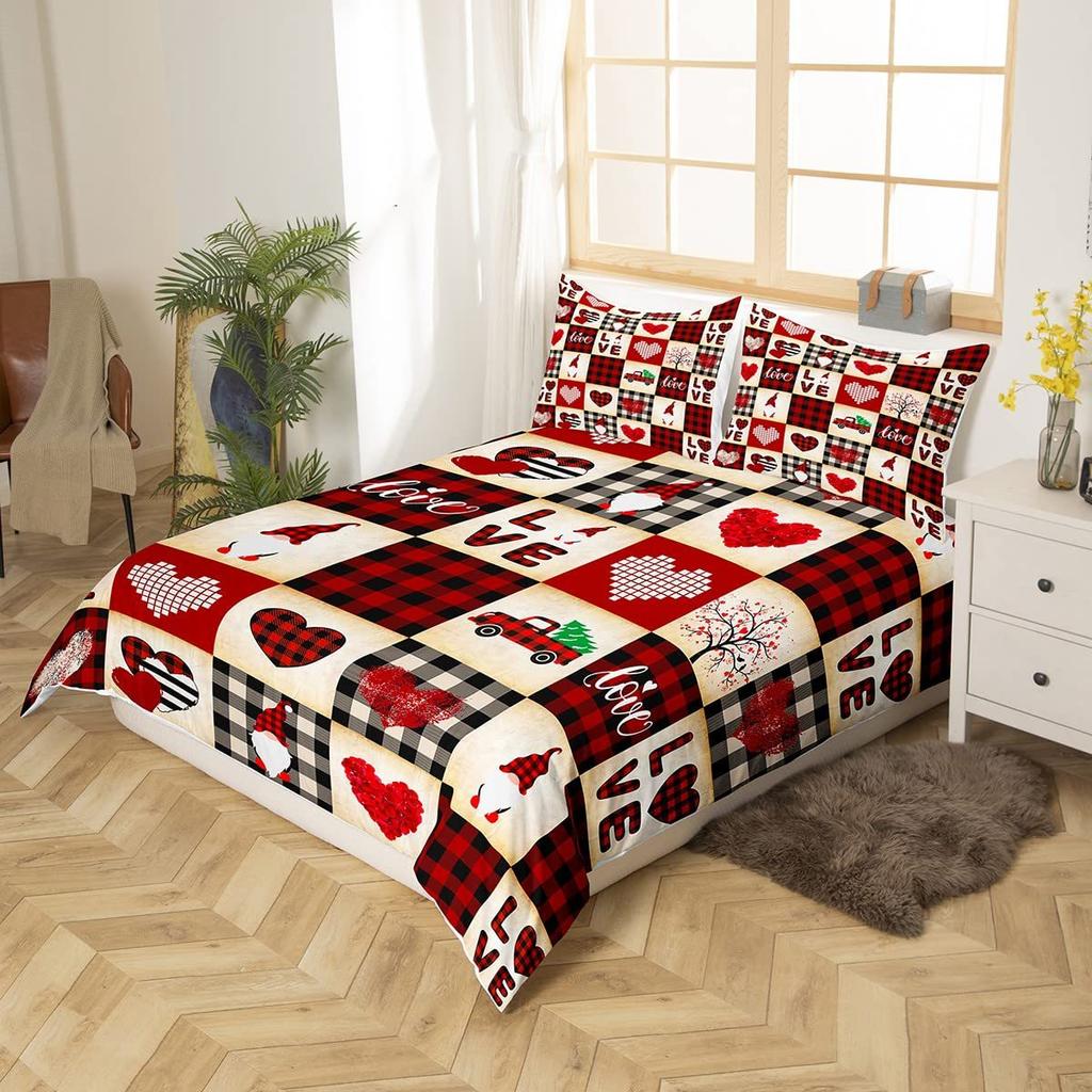 Romantic Theme Red Rose Three-Piece Quilt Cover 3D Digital Printing Bedding Set Bed Cover