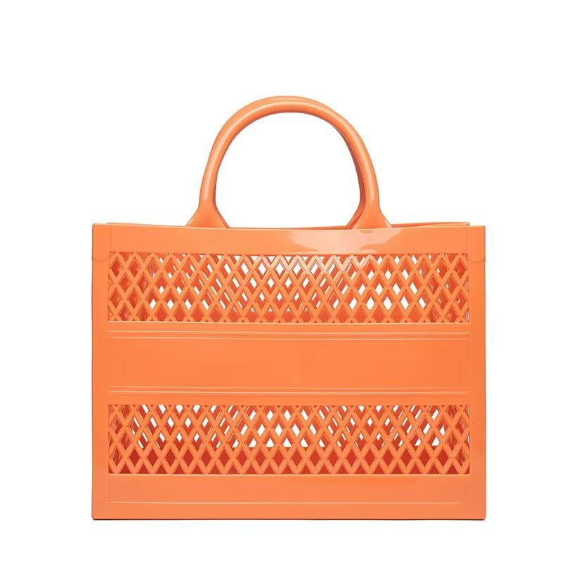 2025 Summer New Shopping Basket Handheld PVC Bag Jelly Bag Large Capacity Basket Storage Basket Candy Color Hollow