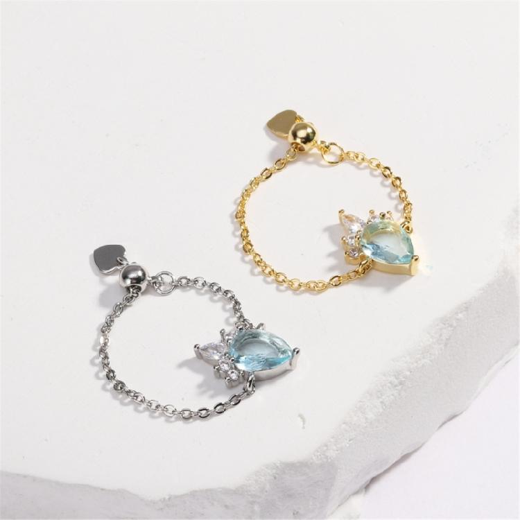 Simple Teardrop Rings Adjustable Fashion Chain Rings Opening Rings Copper Texture Suitable for Wedding and Party Wear